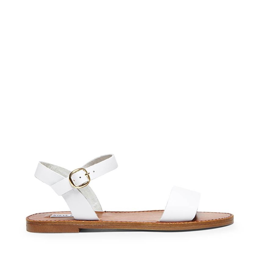 Sandalias Planas Steve Madden Donddi Cuero Mujer Blancas | ES BH481E